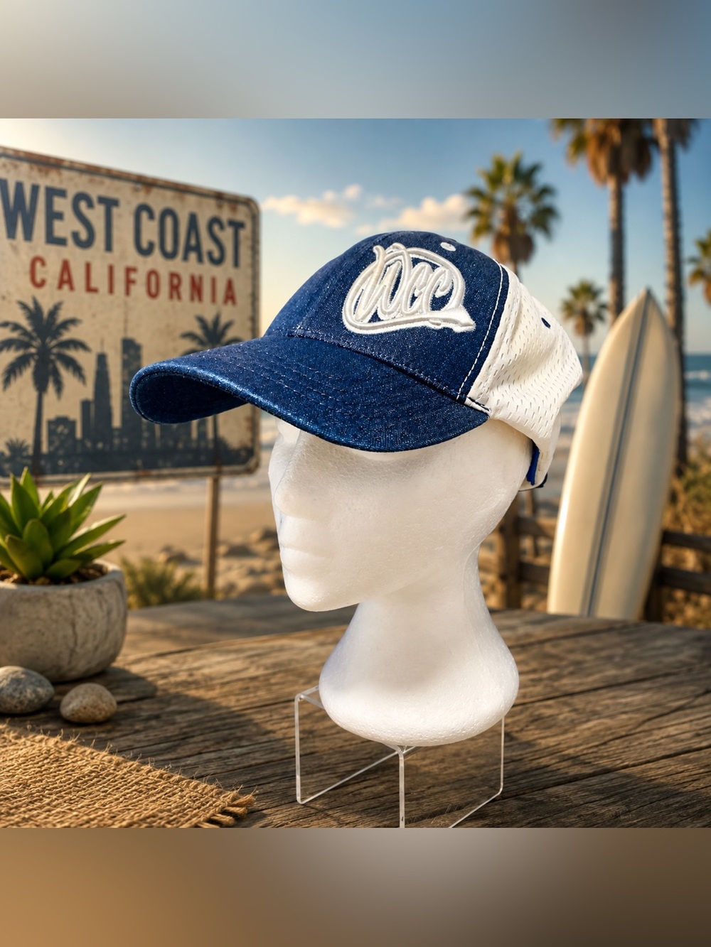 West Coast Customs BC Ethic A-Flex Blue & White Mesh Baseball Cap Unisex